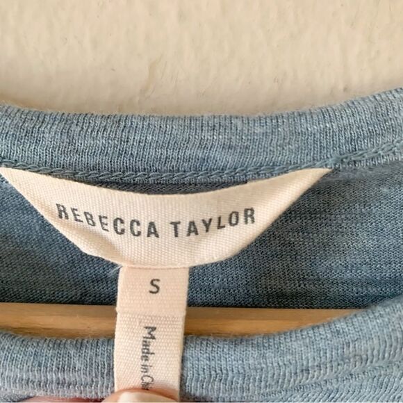 Rebecca Taylor Melange Wool Blend Ruffle Top in Glacier - Picture 6 of 8